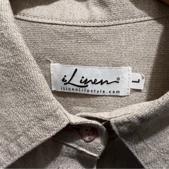 iLinen Button-Up Shirt with side pockets - Picture 3 of 4